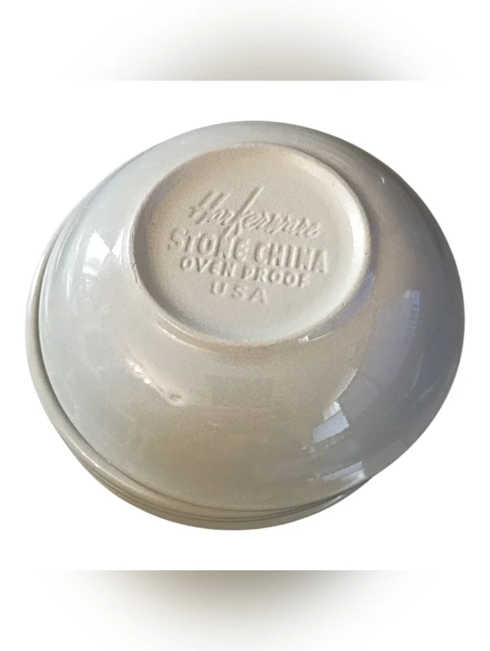 Vintage Harker Ware White Cap DESSERT BOWLS Set of 6 1950's Farmhouse Cottage